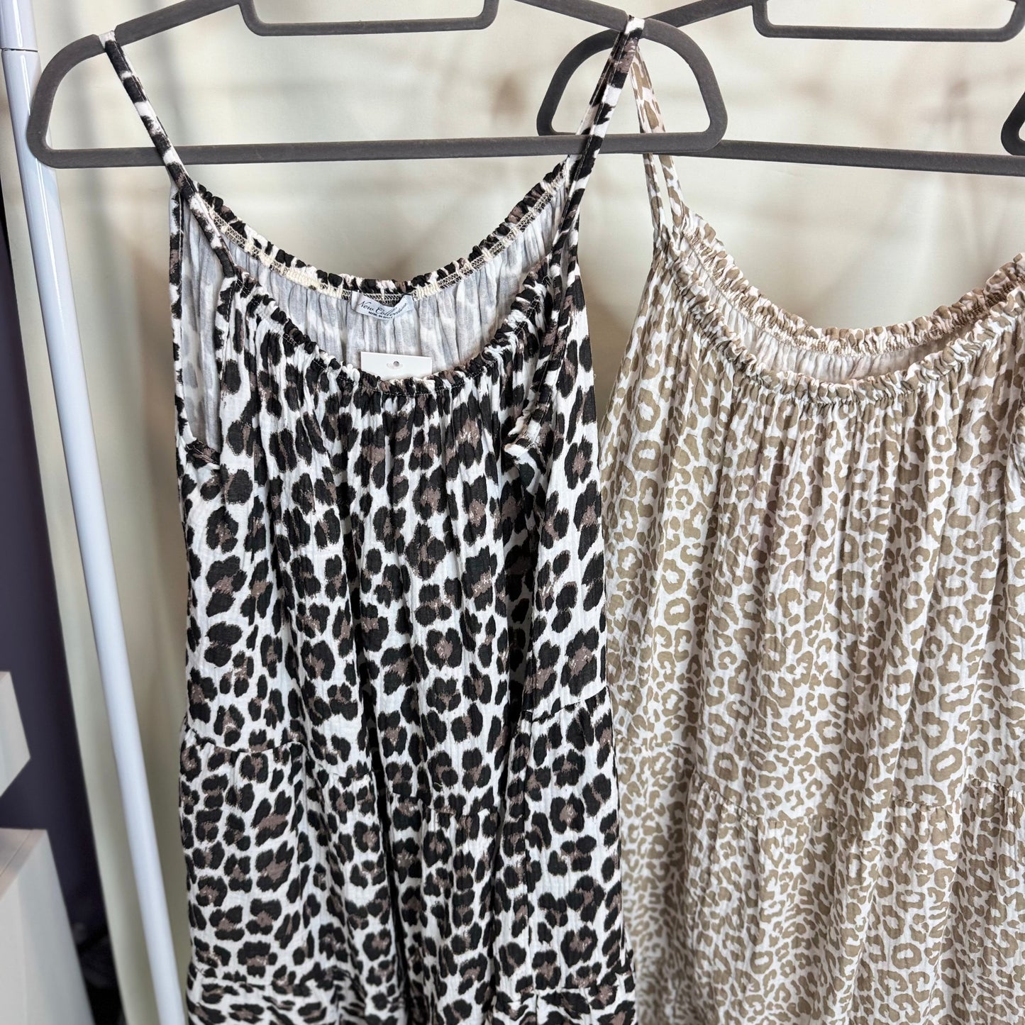 Felicity - Leopard Print Cheesecloth Midi Dress