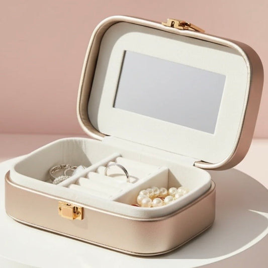 Travel Jewellery Box – Compact Trinket Organizer With Mirror XL