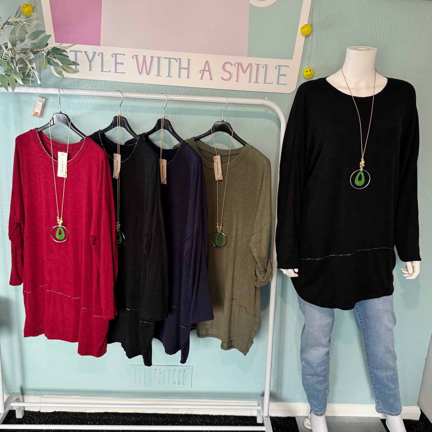 Madison - Long Sleeve Oversized Trim jumper/Top - up to a UK 24.