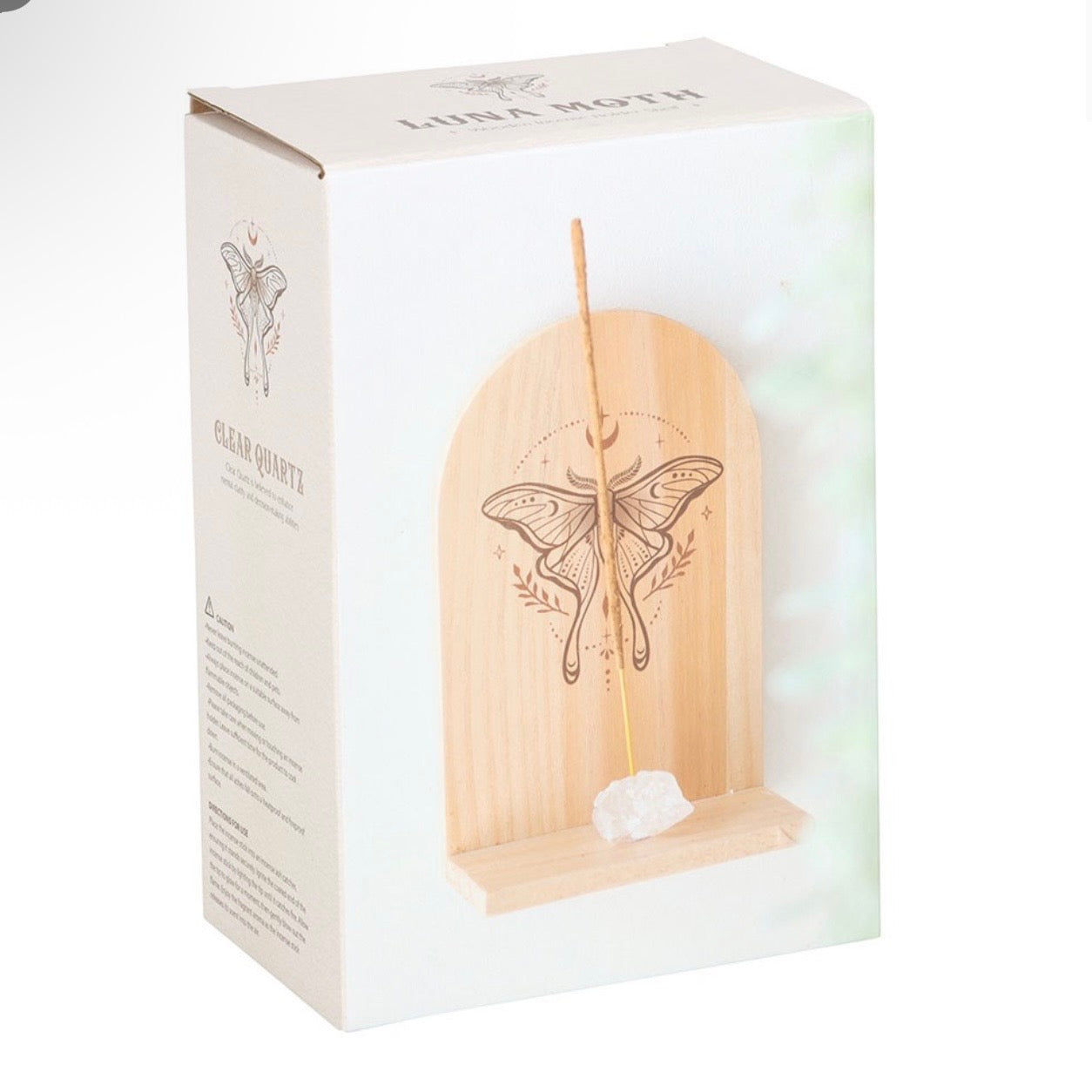 Natural Luna Moth Wooden Incense Holder Shelf