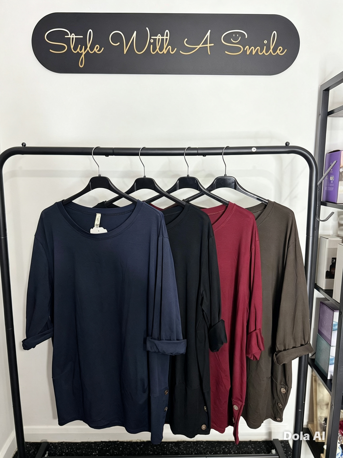 Sassy - Button Detail Long Sleeve Top
