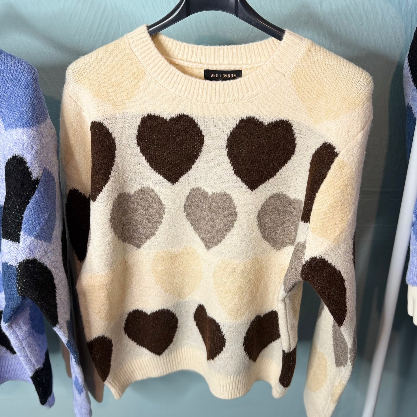 Adeline - Chunky Knit Heart Jumper -  Womenswear Knitwear Long Sleeve Crewneck.