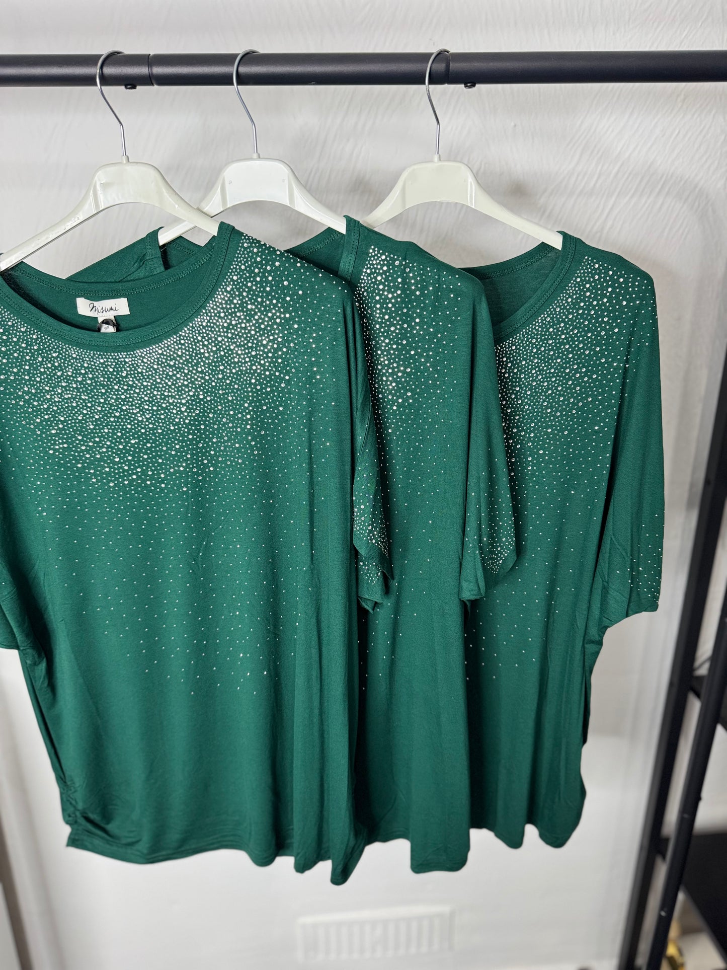Marie - Diamanté Ruffle Side T Shirt