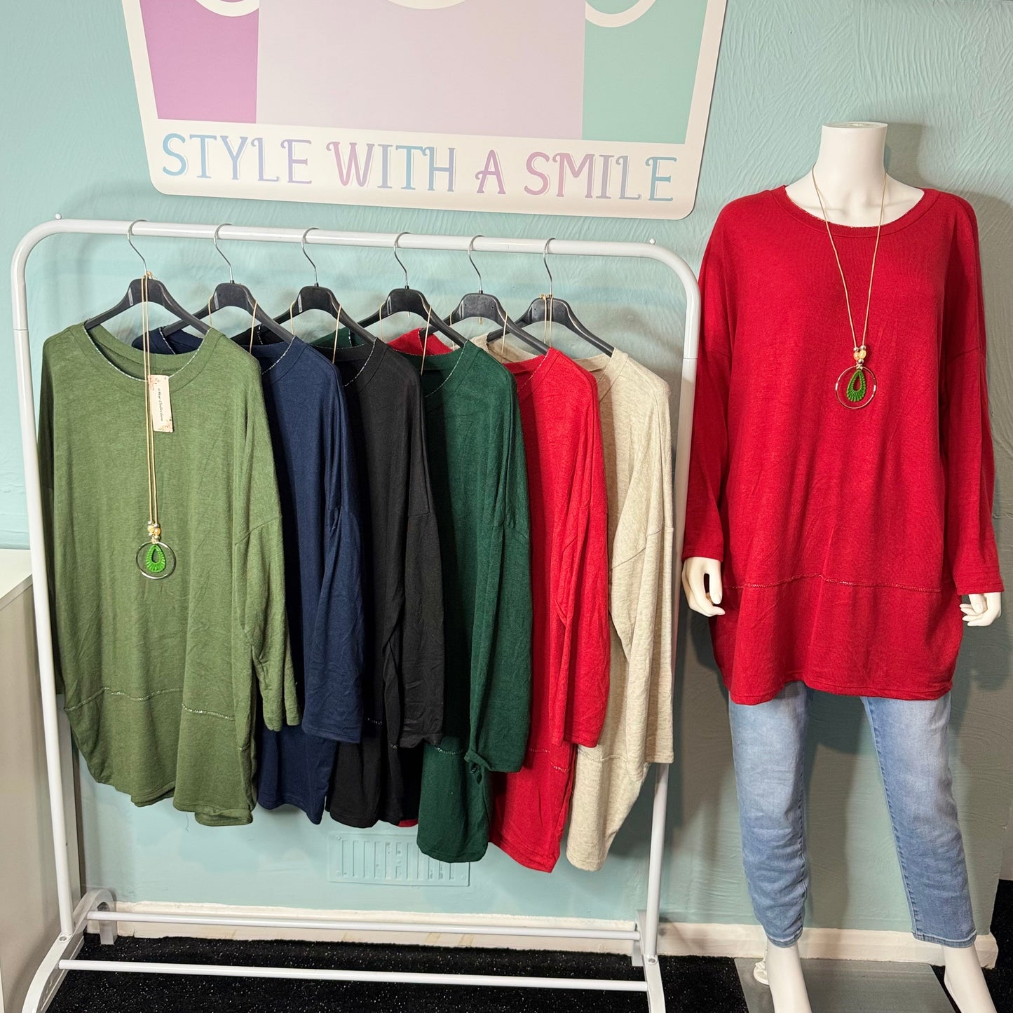 Madison - Long Sleeve Oversized Trim jumper/Top - up to a UK 24.