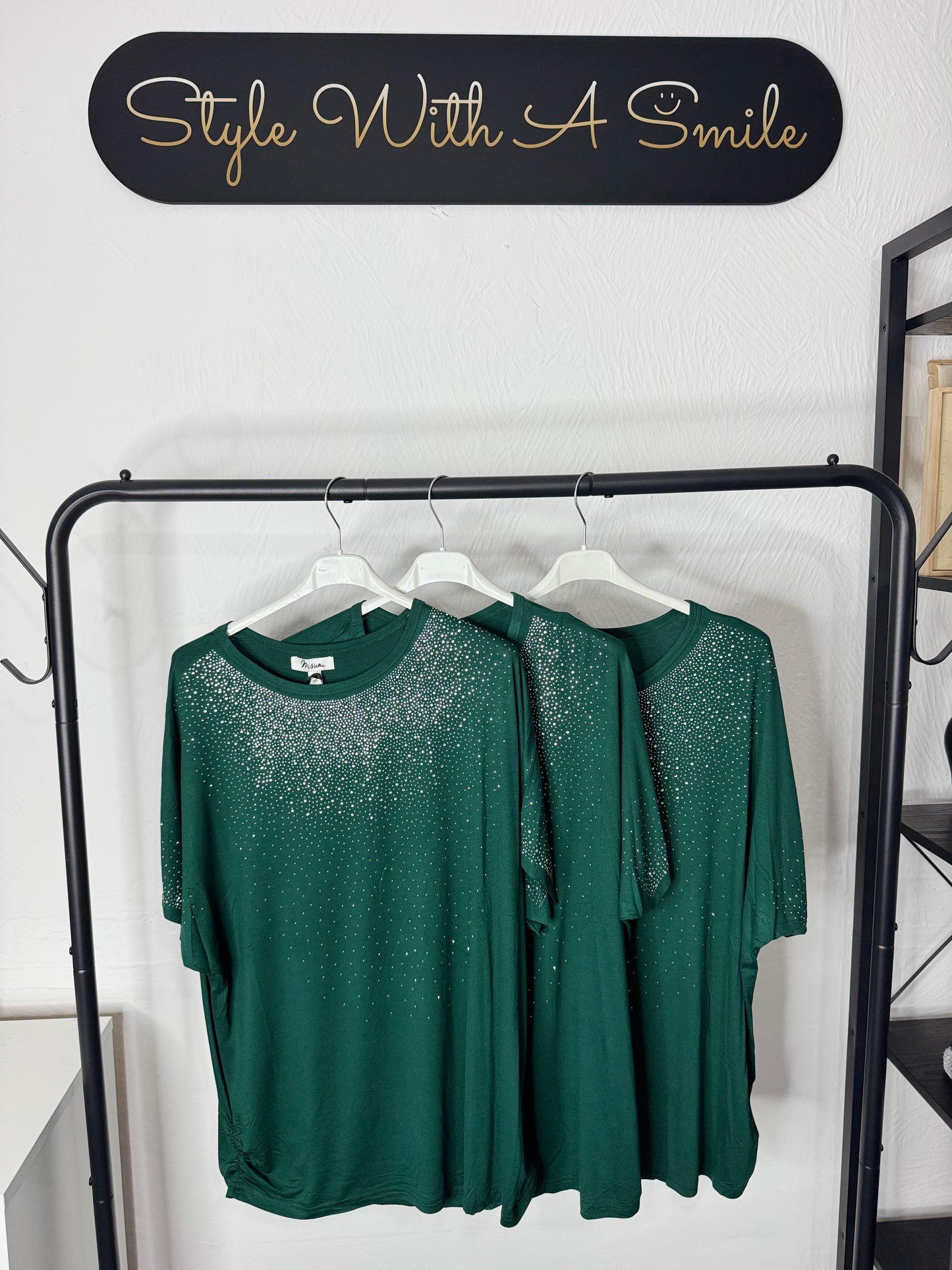 Marie - Diamanté Ruffle Side T Shirt