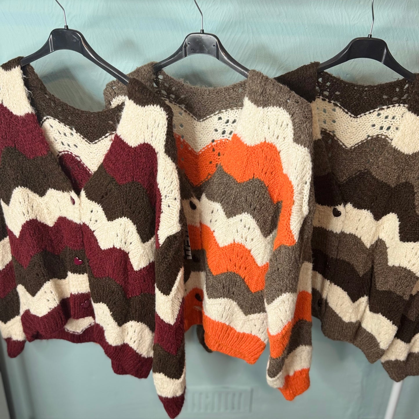 Susie - Heart Button Zigzag Stripe Cardigan - Womenswear Knitwear.