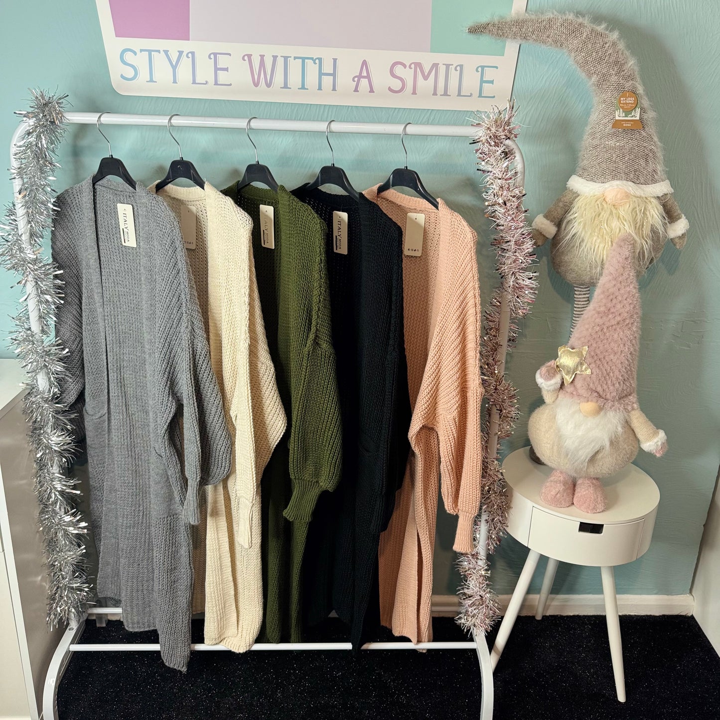 Perla - Longline Balloon Sleeve Cardigan With Pockets -  Womenswear Knitwear.