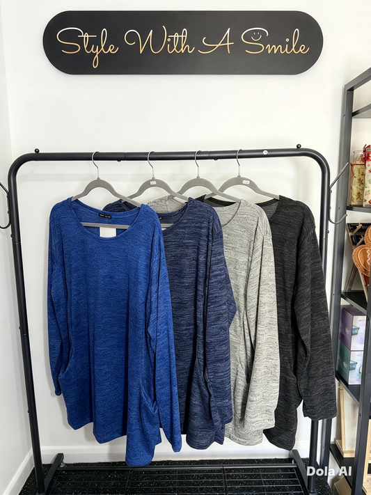 Ella - Longline Marl Jumper With Pockets