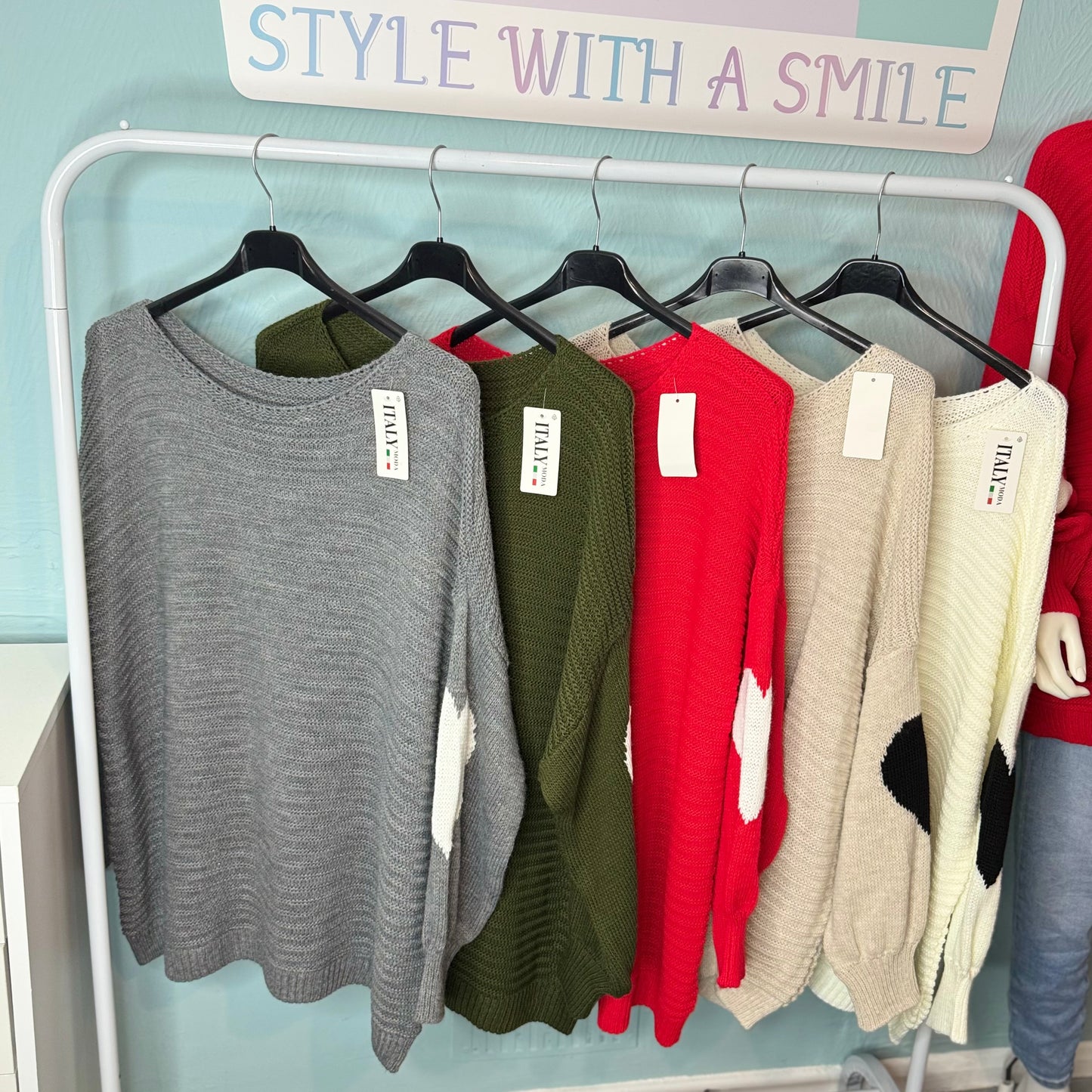 Sybil - Waffle Knit Jumper With Heart Sleeves -  Womenswear Knitwear.