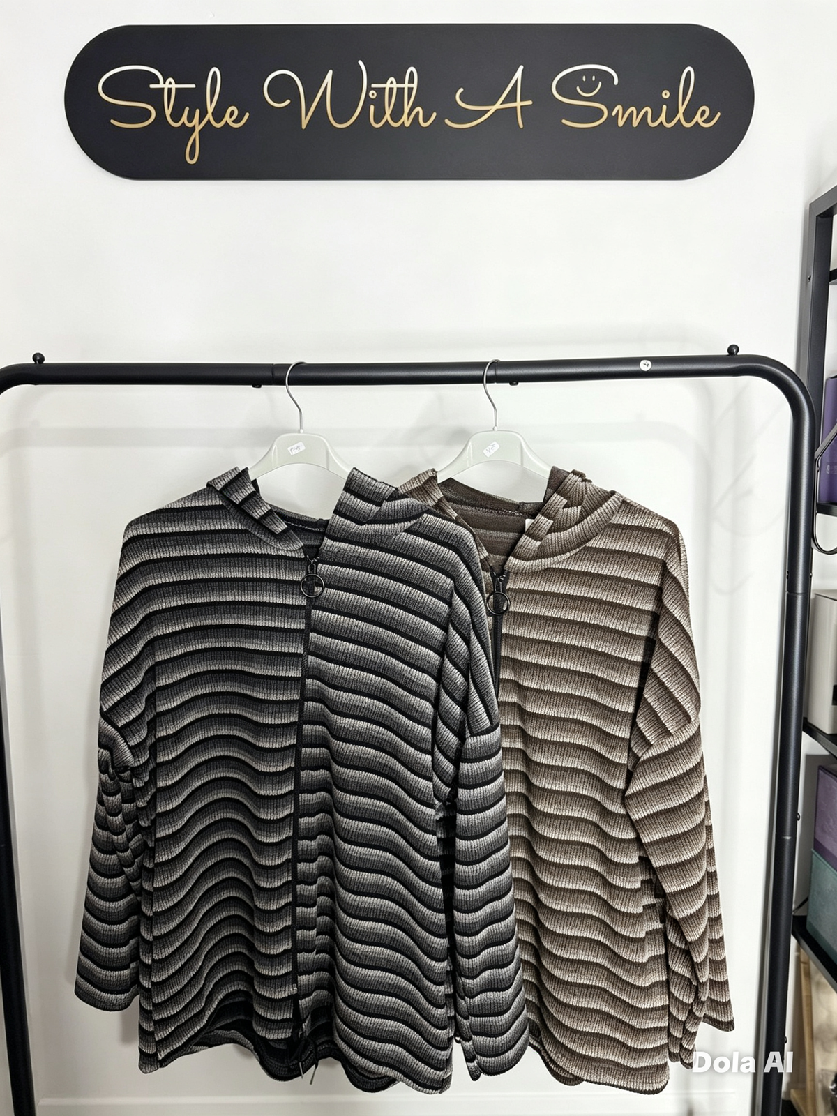 Melissa - Stripe Zip Hooded Jacket
