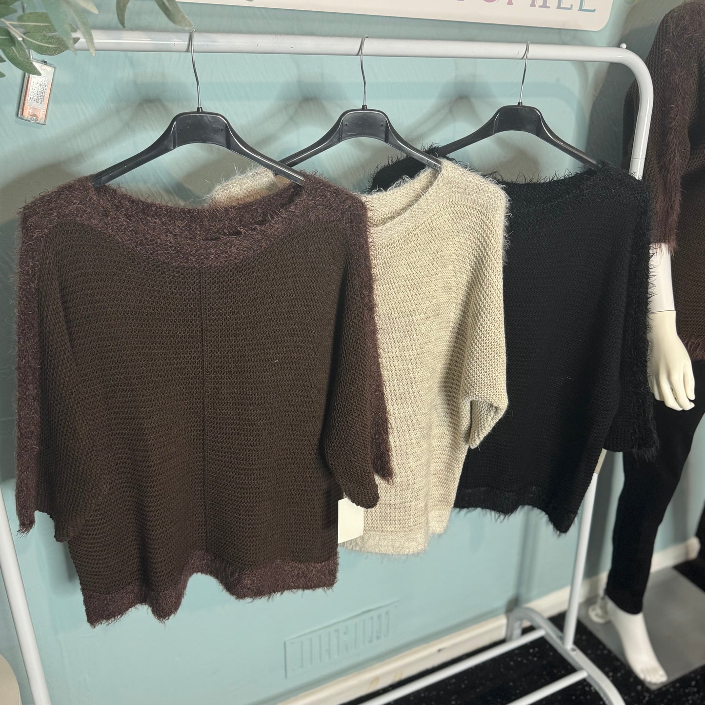 Sam- Waffle Knit 3/4 Sleeve Jumper - up to a UK 18 -  Knitwear Womenswear